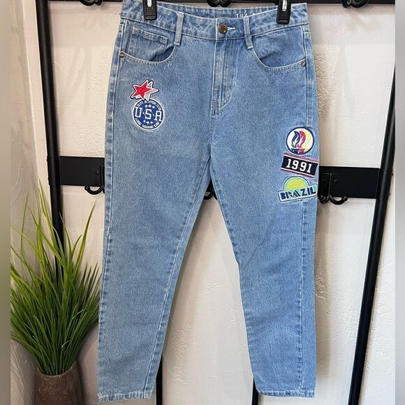 Cotton On the boyfriend jeans patch work light denim size 4 - Picture 3 of 16